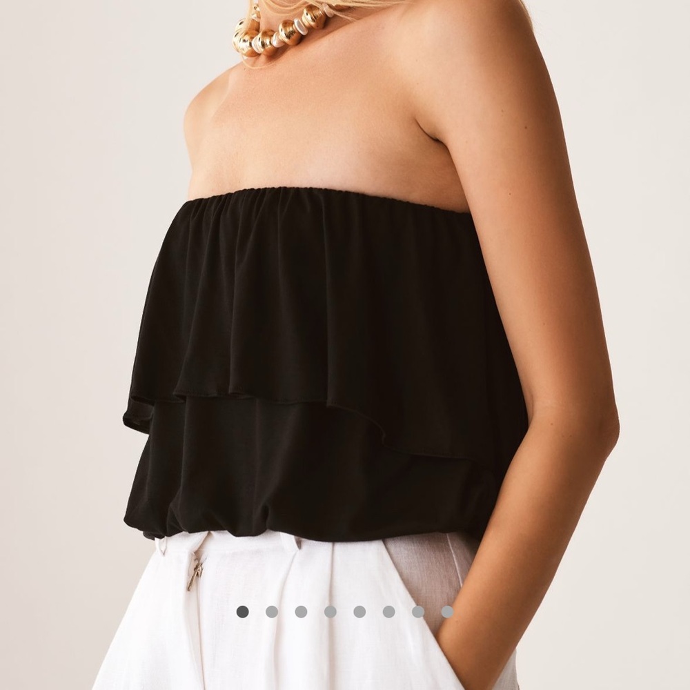 NWT Anthropologie Strapless Flounce Top — Black — Petite XL